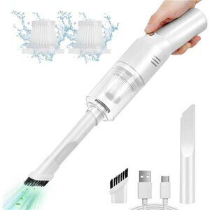 Mini Car Vacuum Cordless Handheld Portable Rechargeable Desk Cleaner White